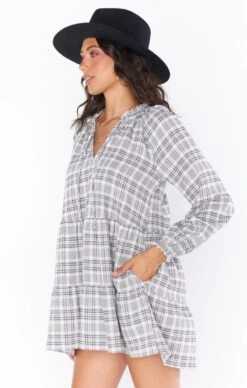 Show Me Your Mumu Birdie Mini Dress ~ Windowpane Plaid -Show Me Your Mumu Sales MF2 4633 CZ01 03