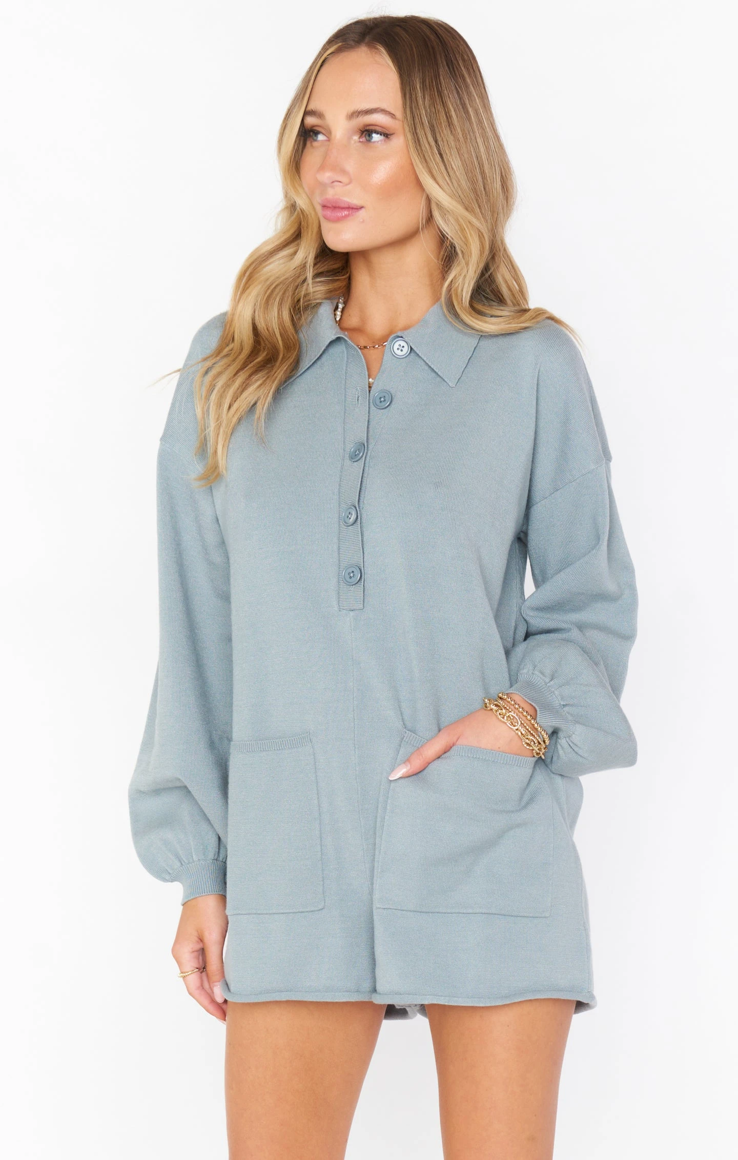 Show Me Your Mumu Gianni Romper ~ Sagey Green Knit 4 Show Me Your Mumu Gianni Romper ~ Sagey Green Knit - Image 2