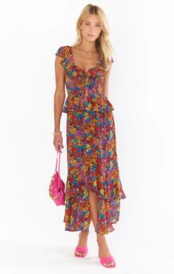 Show Me Your Mumu Reese Ruffle Dress ~ Garden Glow -Show Me Your Mumu Sales MF2 5406 GA55 01