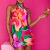 Show Me Your Mumu Jasmine Halter Mini Dress ~ Water Lily -Show Me Your Mumu Sales MF3 4880 AG62 02
