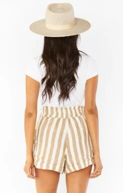 Show Me Your Mumu Disilvio Shorts ~ Khaki Stripe Linen -Show Me Your Mumu Sales MM0 4224 KS31 03