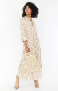Show Me Your Mumu Birdie Maxi Dress ~ Beige Everyday Stripe -Show Me Your Mumu Sales MM0 4614 TA57 02