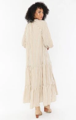 Show Me Your Mumu Birdie Maxi Dress ~ Beige Everyday Stripe -Show Me Your Mumu Sales MM0 4614 TA57 03