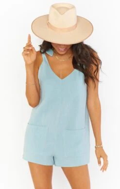 Show Me Your Mumu Tilda Tie Romper ~ Blue Sea