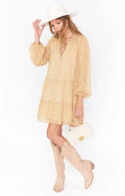 Show Me Your Mumu Birdie Mini Dress ~ Marigold Flower Ditz -Show Me Your Mumu Sales MM1 4633 QM24 01