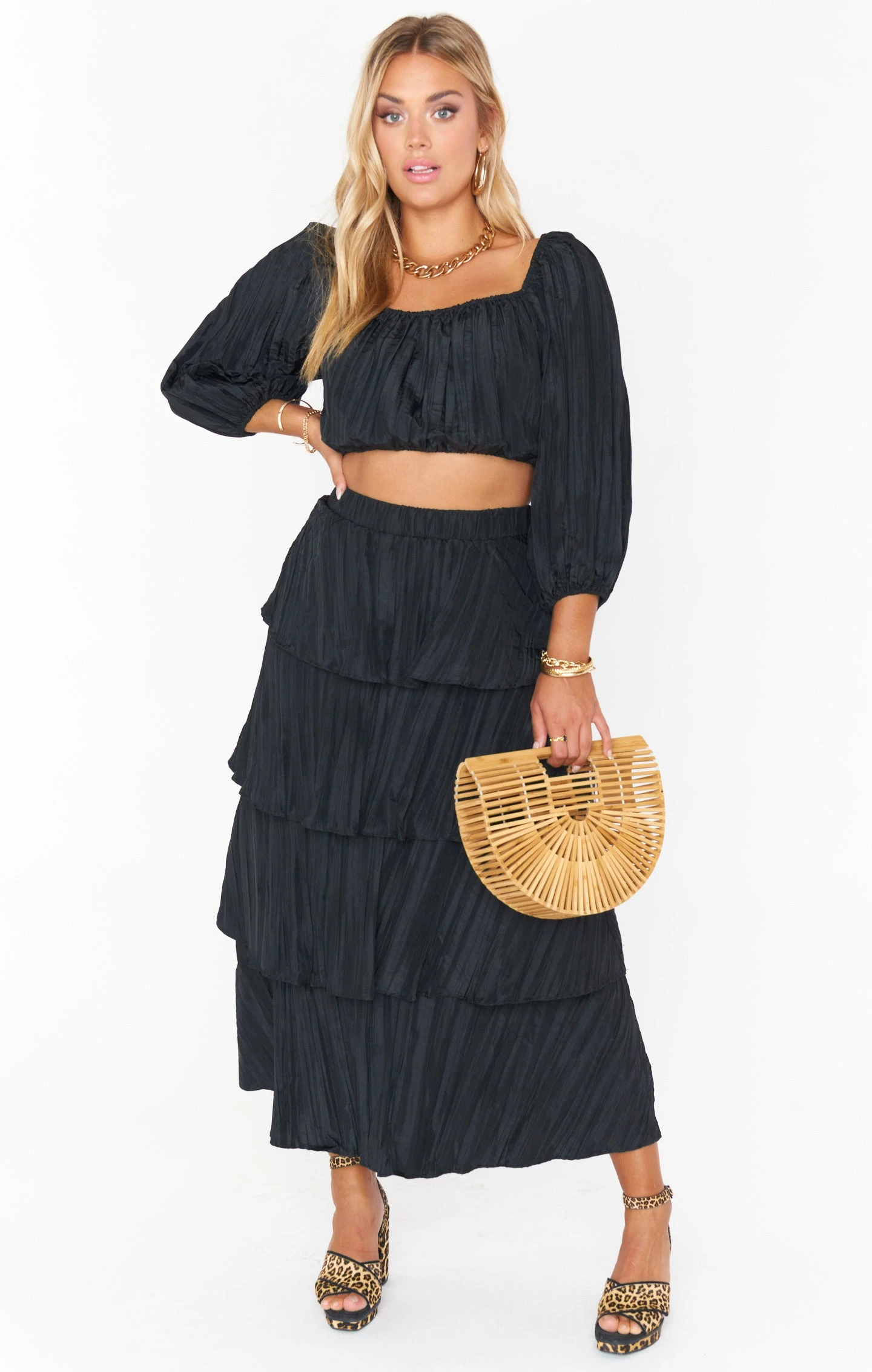 Show Me Your Mumu Full Swing Skirt ~ Black Crinkle 7 Show Me Your Mumu Full Swing Skirt ~ Black Crinkle - Image 5