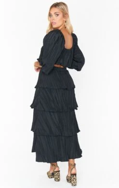 Show Me Your Mumu Keepsake Crop Top ~ Black Crinkle -Show Me Your Mumu Sales MM1 4659 BK66 01 2