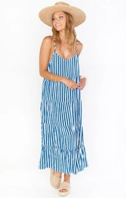 Show Me Your Mumu Caroline Maxi Dress ~ Ocean Stripe