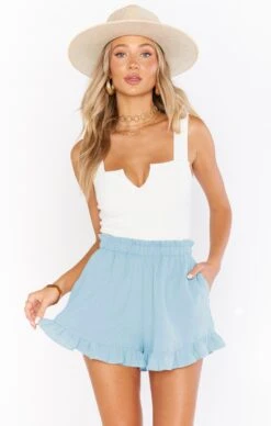 Show Me Your Mumu Rockie Ruffle Shorts ~ Blue Sea -Show Me Your Mumu Sales MM1 4781 BS87 01 1