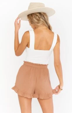 Show Me Your Mumu Rockie Ruffle Shorts ~ Tan -Show Me Your Mumu Sales MM1 4781 TU87 07
