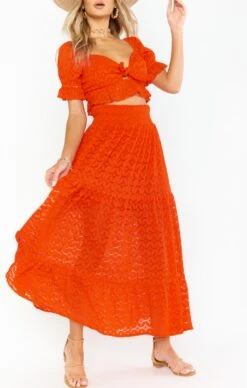 Show Me Your Mumu Melinda Maxi Skirt ~ Spacey Lacey Red