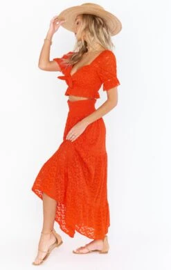 Show Me Your Mumu Melinda Maxi Skirt ~ Spacey Lacey Red -Show Me Your Mumu Sales MM1 4800 RO15 02