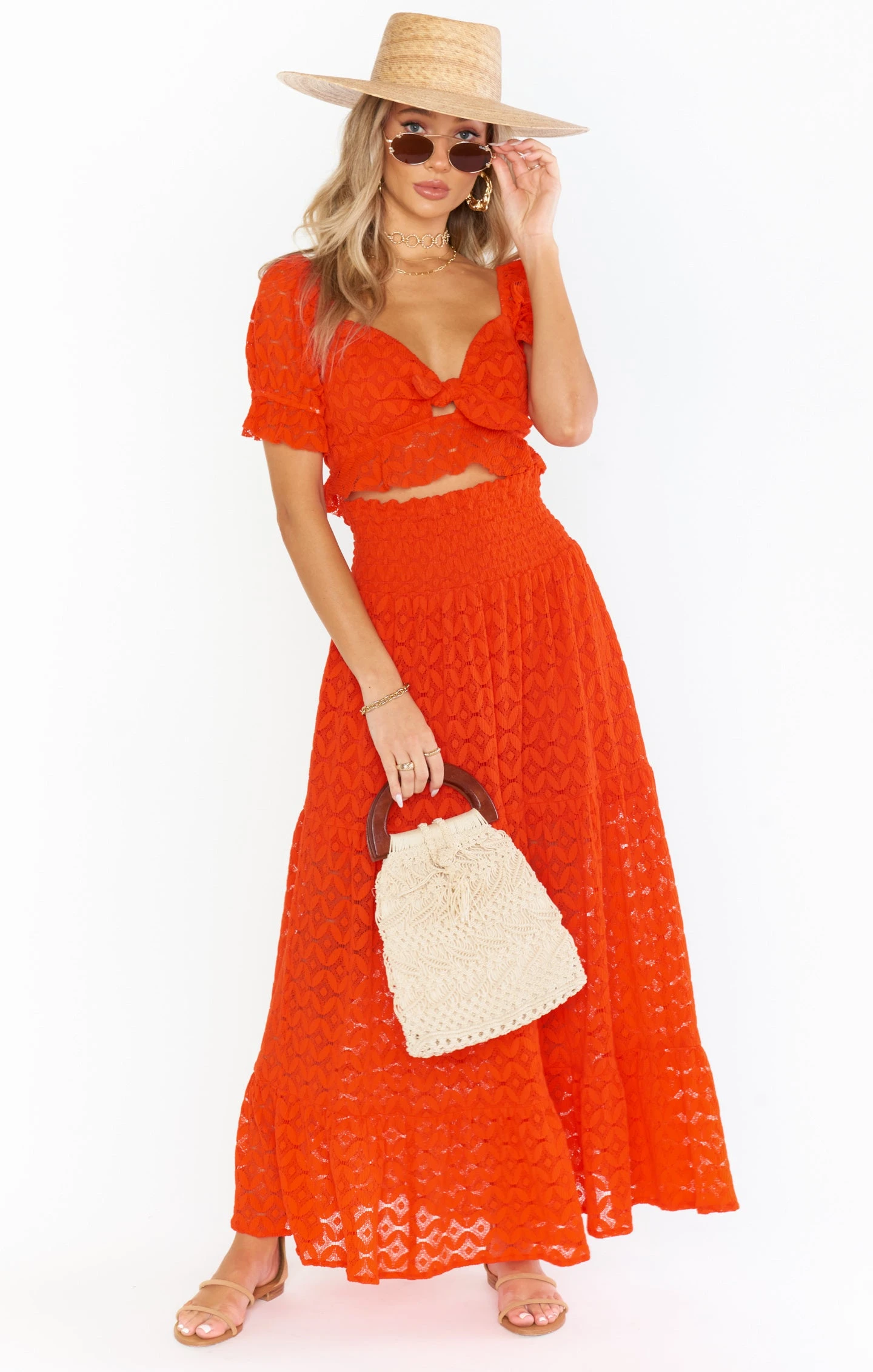 Show Me Your Mumu Coco Crop Top ~ Spacey Lacey Red 9 Show Me Your Mumu Coco Crop Top ~ Spacey Lacey Red - Image 7