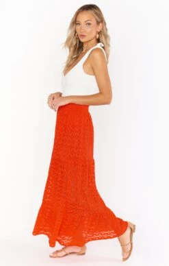 Show Me Your Mumu Melinda Maxi Skirt ~ Spacey Lacey Red -Show Me Your Mumu Sales MM1 4800 RO15 06