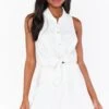 Show Me Your Mumu Cassie Collared Top ~ White Linen