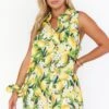 Show Me Your Mumu Basic Button Up Dress ~ Citrus Stretch -Show Me Your Mumu Sales MM1 4910 CI02 01