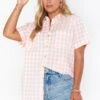 Show Me Your Mumu Ciao Shirt ~ Peach Gingham -Show Me Your Mumu Sales MM1 4917 PG07 01 3