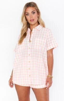 Show Me Your Mumu Bella Shorts ~ Peach Gingham -Show Me Your Mumu Sales MM1 4918 PG07 01 1
