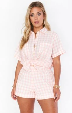 Show Me Your Mumu Bella Shorts ~ Peach Gingham