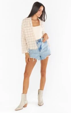 Show Me Your Mumu Jessicas Button Down ~ Cream Plaid