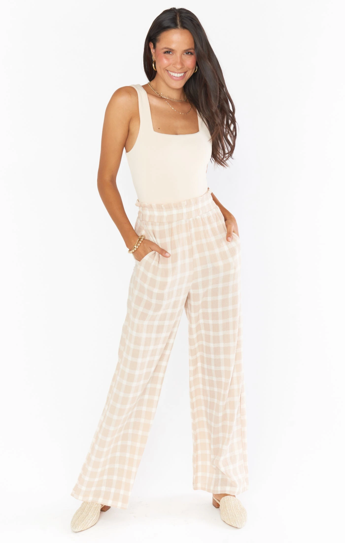 Show Me Your Mumu Roitman Pants ~ Cream Plaid 3 Show Me Your Mumu Roitman Pants ~ Cream Plaid