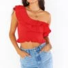 Show Me Your Mumu Leni Ruffle Top ~ Cherry Poplin -Show Me Your Mumu Sales MM2 5119 RP05 01 4