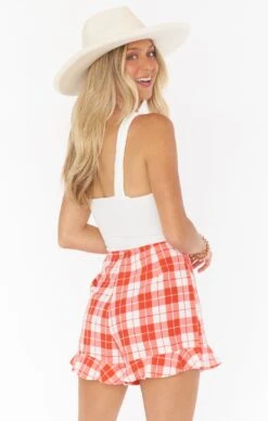 Show Me Your Mumu Liza Ruffle Skort ~ Picnic Plaid -Show Me Your Mumu Sales MM2 5142 RP84 01