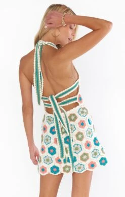 Show Me Your Mumu Happy Halter Mini Dress ~ 70S Multi Crochet -Show Me Your Mumu Sales MM2 5202 MC70 04 b