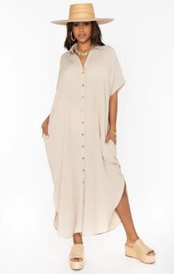 Show Me Your Mumu Buoy Button Down Dress ~ Sand