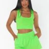 Show Me Your Mumu Hendrix Shorts ~ Neon Green Terry -Show Me Your Mumu Sales MM3 5041 GN94 02