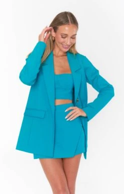 Show Me Your Mumu Sally Crop Top ~ Teal Suiting -Show Me Your Mumu Sales MM3 5231 TS11 02