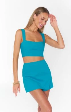 Show Me Your Mumu Sally Crop Top ~ Teal Suiting -Show Me Your Mumu Sales MM3 5231 TS11 04