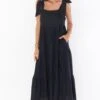 Show Me Your Mumu Arabella Maxi Dress ~ Black Linen -Show Me Your Mumu Sales MM3 5276 BL56 03