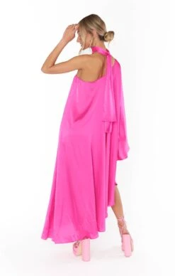 Show Me Your Mumu Rhea One Shoulder Dress ~ Hot Pink Luxe Satin -Show Me Your Mumu Sales MM3 5613 SP62 04