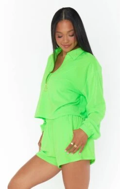 Show Me Your Mumu Spano Pullover ~ Neon Green Terry -Show Me Your Mumu Sales MM3 5686 GN94 03 258f2ec7 36b4 4554 a364 37a200a478cb