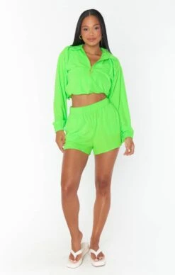 Show Me Your Mumu Spano Pullover ~ Neon Green Terry -Show Me Your Mumu Sales MM3 5686 GN94 05 bde86f62 3cd1 4bcc 8847 34eac4c95c5c