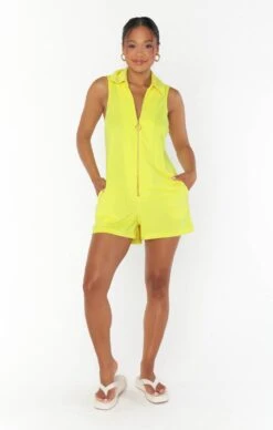 Show Me Your Mumu Reno Romper ~ Neon Yellow Terry -Show Me Your Mumu Sales MM3 670 NY94 01 b621d796 a881 4e41 aebd 4c6d492908d8