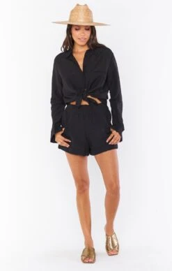 Show Me Your Mumu Disilvio Shorts ~ Black Linen -Show Me Your Mumu Sales MR0 1702 BC04 06