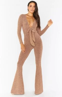 Show Me Your Mumu Martina Wrap Jumpsuit ~ Gold Shimmy Shine