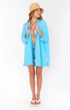Show Me Your Mumu Johns Button Down Shirt ~ Sky Blue -Show Me Your Mumu Sales MR1 4235 SB85 1