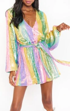 Show Me Your Mumu Wear Me Out Dress ~ Rainbow Stripe Sequins -Show Me Your Mumu Sales MR1 4293 RS62 01 2
