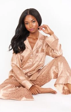Show Me Your Mumu Classic PJ Set ~ Gold Cheetah Silky -Show Me Your Mumu Sales MR1 4836 RL17 01 3