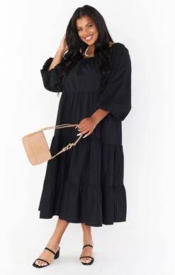 Show Me Your Mumu Day Or Night Midi Dress ~ Black Poplin -Show Me Your Mumu Sales MR1 5106X XB05 01 3