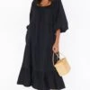 Show Me Your Mumu Day Or Night Midi Dress ~ Black Poplin -Show Me Your Mumu Sales MR1 5106 XB05 01 3