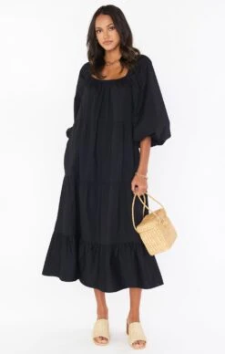 Show Me Your Mumu Day Or Night Midi Dress ~ Black Poplin -Show Me Your Mumu Sales MR1 5106 XB05 01 3 ef1603f9 c504 4e63 a324 1461ba695cd8