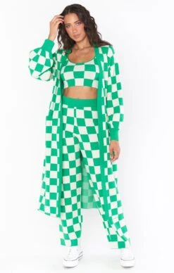 Show Me Your Mumu Out And About Cardi ~ Kelly Green Checker Knit