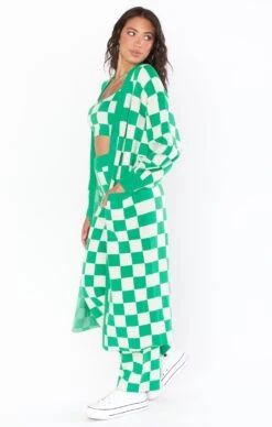 Show Me Your Mumu Out And About Cardi ~ Kelly Green Checker Knit -Show Me Your Mumu Sales MR2 4382 KG25 02