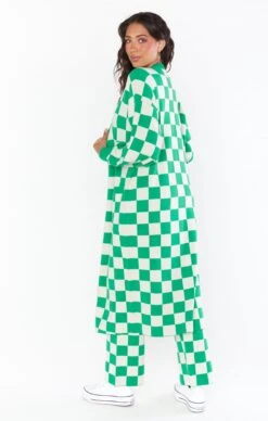 Show Me Your Mumu Out And About Cardi ~ Kelly Green Checker Knit -Show Me Your Mumu Sales MR2 4382 KG25 03