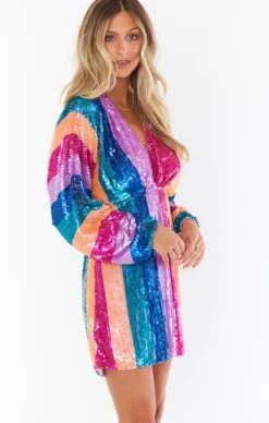 Show Me Your Mumu Kidman Mini Dress ~ Neon Stripe Sequins