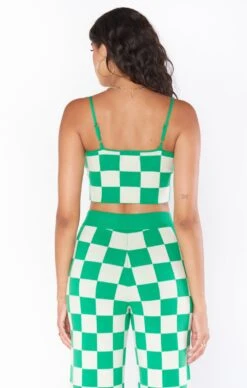 Show Me Your Mumu Connie Sweater Top ~ Kelly Green Checker Knit -Show Me Your Mumu Sales MR2 5196 KG25 02